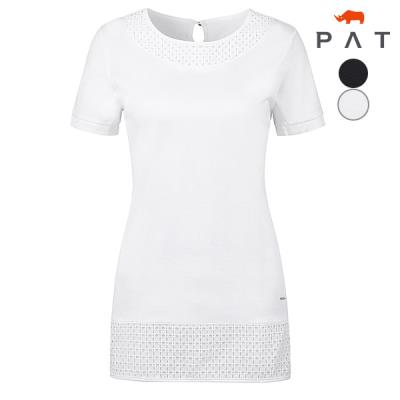 [PAT 여성]레이스 패치 롱 티셔츠_1D45335