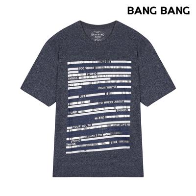 [뱅뱅] 공용 앞판 레터 프린트 티셔츠(네이비블루)